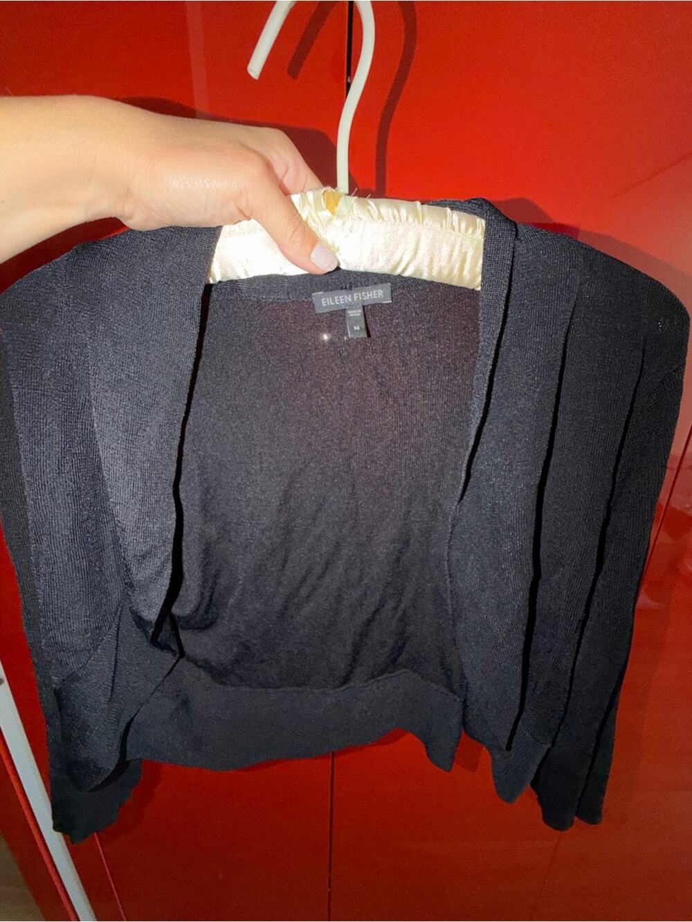 🗽Eileen Fisher Black Open-Front Lightweight Cardigan